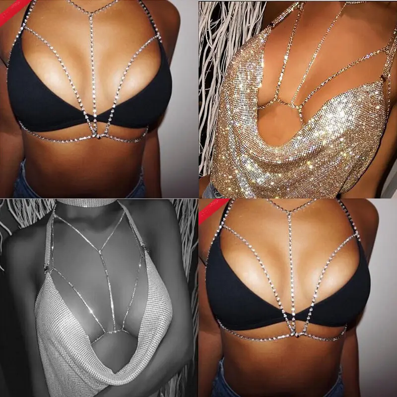 

Women Gold/Silver Bikini Crossover Waist Belly Harness Body Chain Beach Necklace Beach Wear