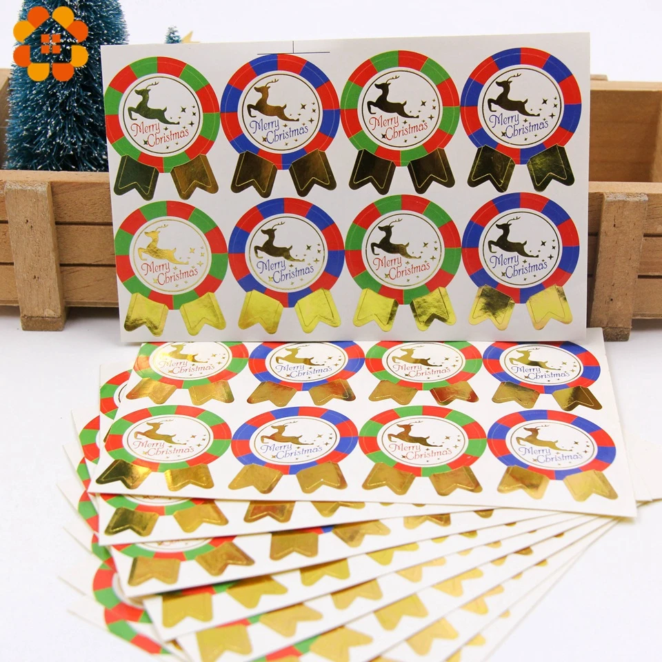 

60pcs/80pcs Merry Christmas Paper Gift Tags Stickers Cute Santa Claus Favors Party Tags Christmas DIY Biscuit Gifts Decoration