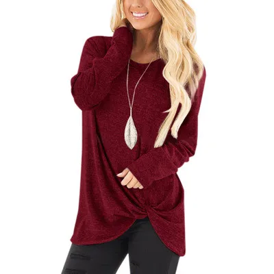 Новая мода осень зима длинный рукав женское платье топ базовые рубашки свободный свитер размера плюс QH2 - Цвет: C5