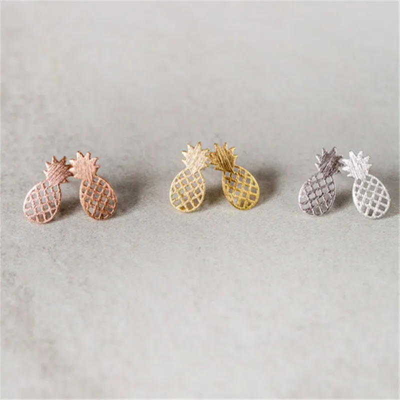 2016 модные милые серьги гвоздики в виде ананаса для женщин|stud earrings rose gold|pineapple stud