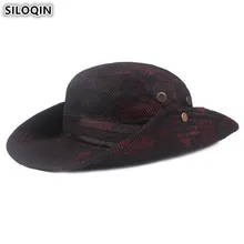SILOQIN складной взрослых Для мужчин ведро Шапки Новинка Приключения камуфляж шляпа Для женщин дышащая пляжная шляпа большой козырек рыболовные кепки