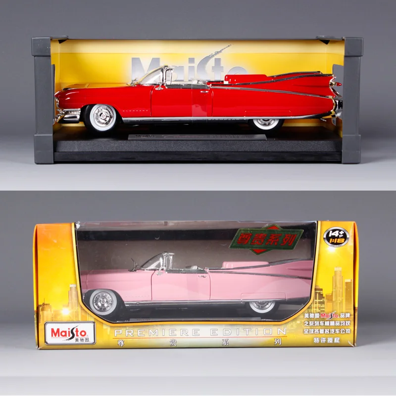 Maisto 1:18 1959 cadillac eldorado biarritz розовый автомобиль литой лимузин литые модели автомобилей подарок для мужчин 36813