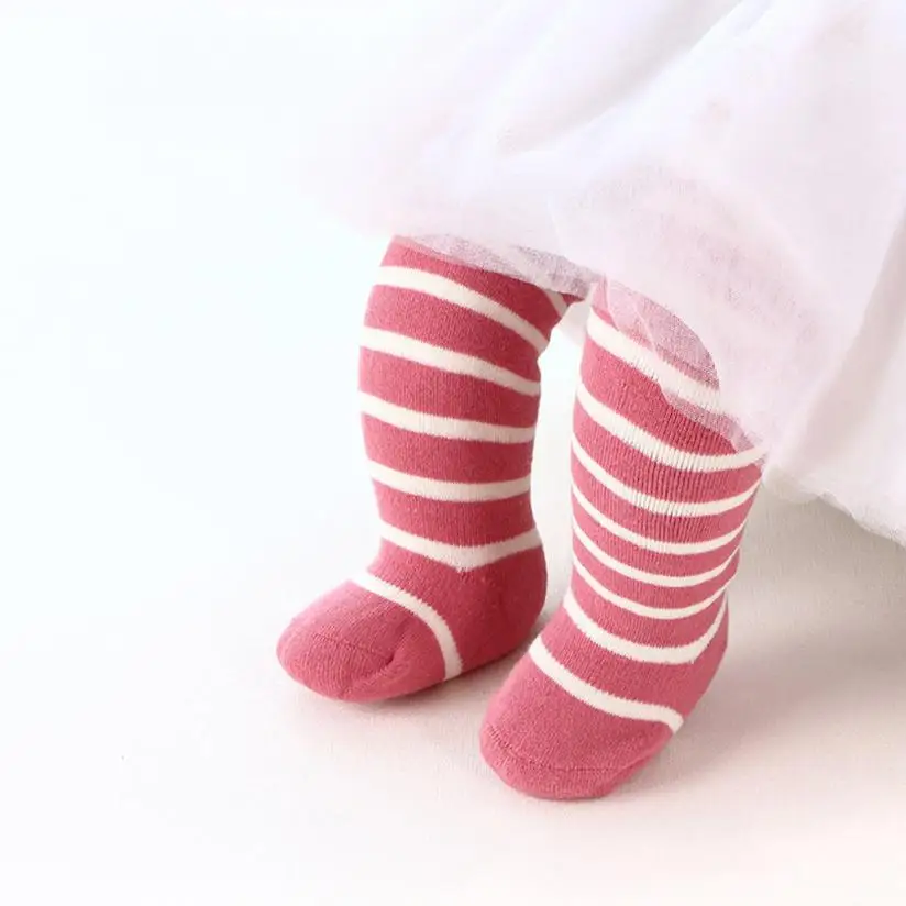 TELOTUNY Baby Girl Socks Knee High Bows Striped Socks Kids Child Bootie