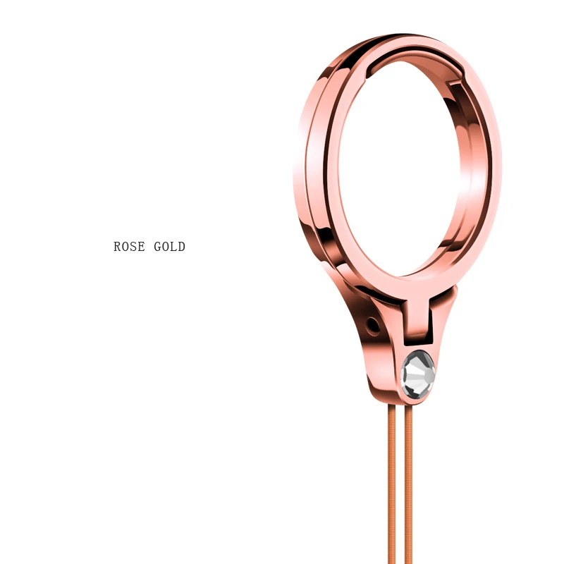 Portefeuille ремешок для Xiaomi Huawei телефоны ремешок на запястье iPhone 8 X Oneplus 3 t ключи металлический палец кольцо держатель мобильного телефона ремешки - Цвет: Розовое золото