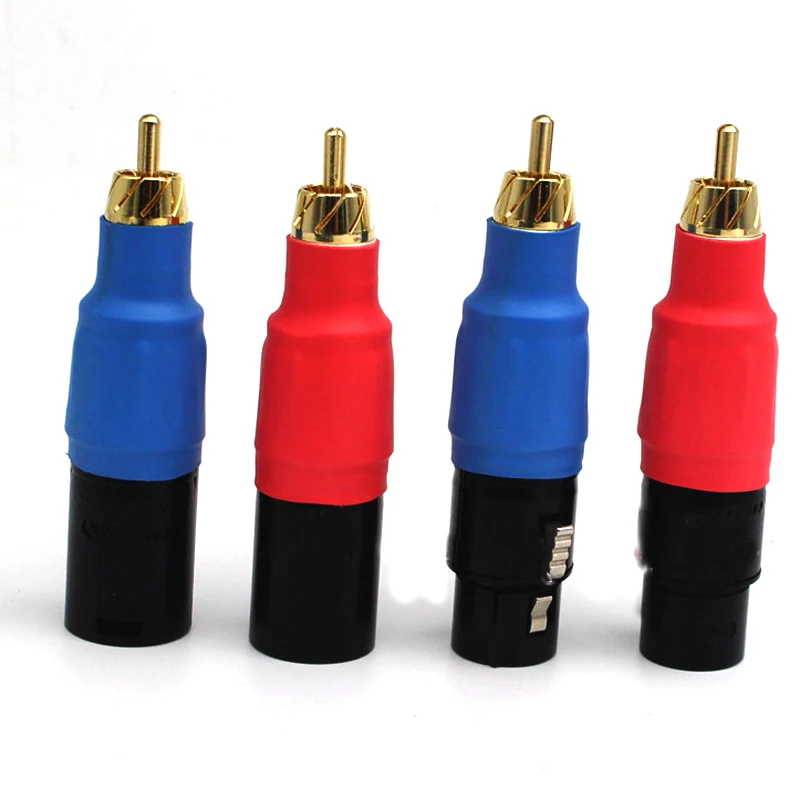 

Hifi 4x Neutrik XLR plug to RCA plug Socket Adapter Gold Balanced Plug RCA plug
