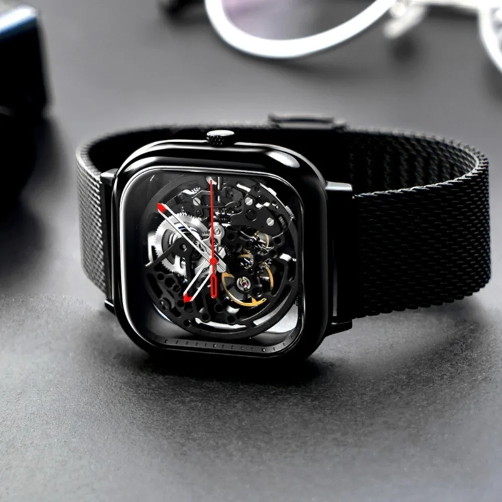 

New CIGA Design Casual Mechanical Wristwatch Waterproof Round Shaped Analog Full Hollow Out Steel Wrist Watch Business Watch