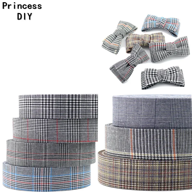 

5Meter/L 10 25mm 40mm Spring Summer Check Houndstooth Ribbon Preppy chic Fabric Layering DIY Bow Handmade Craft Decorat Material