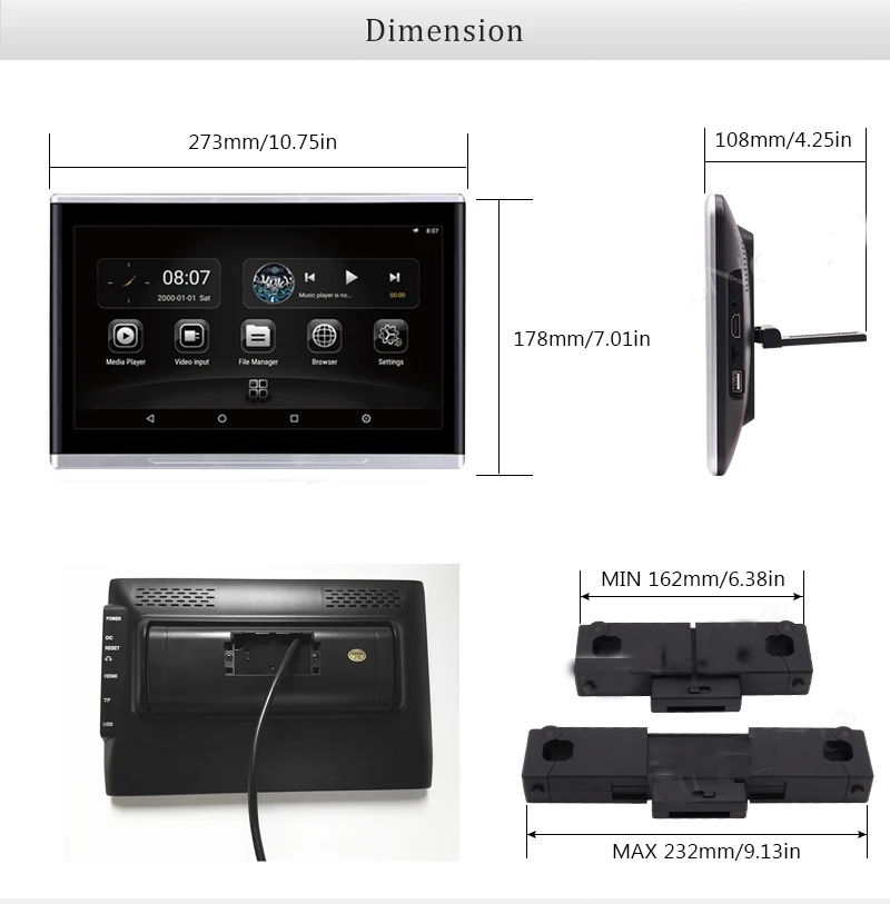 Dvd-плеер Автомобильная поддержка wifi USB, SD, HDMI FM Bluetooth Автомобильный подголовник монитор 10,1 дюймов Android 6.0.1 HD 1080P сенсорный экран MP5