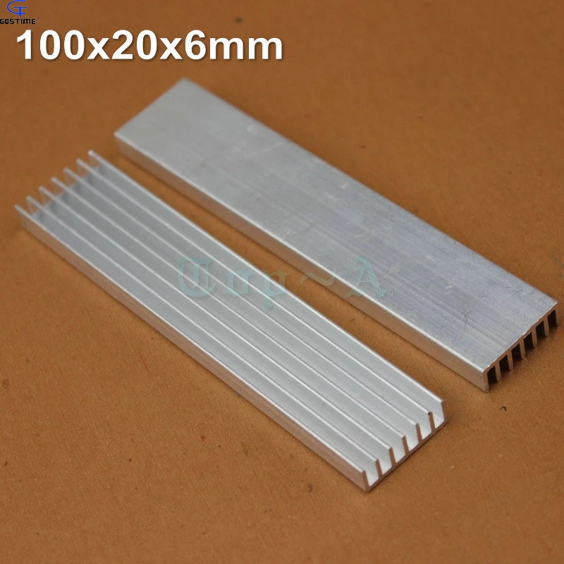 

Gdstime 2pcs 100x20x6mm Silver Aluminum Heatsink for LED Heat Sink Radiator Cooling 100mm x 20mm x 6mm