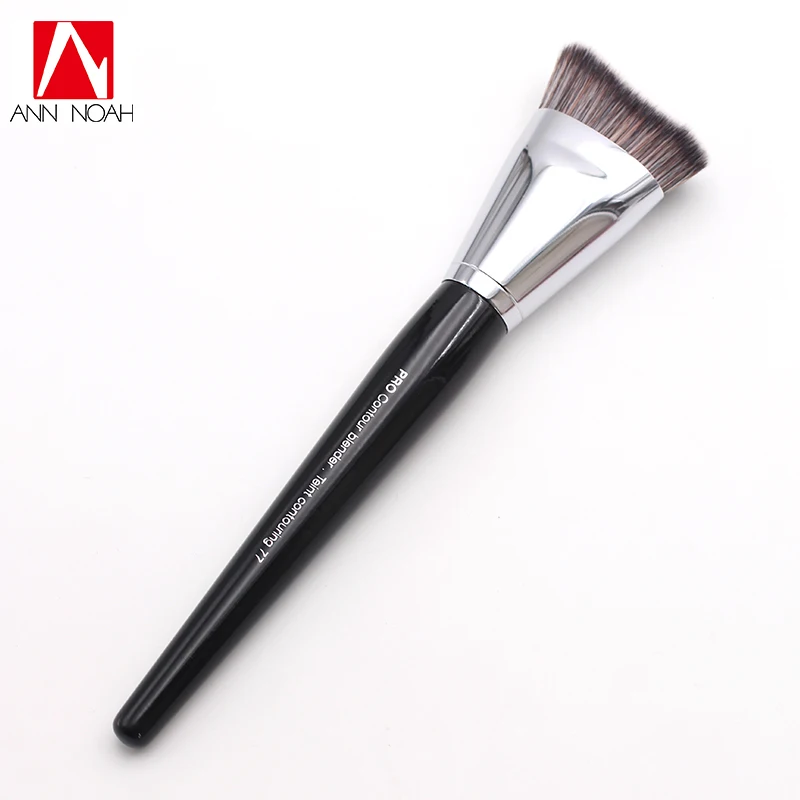 

Professional Black Long Wood Handle Synthetic Fiber Special Curve Shape No. 77 Pro Contour Blender Brush With Cover