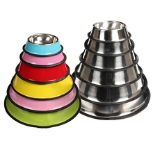 Colored stainless steel bowl pet dog cat skid dogs and cats eat a of rice
