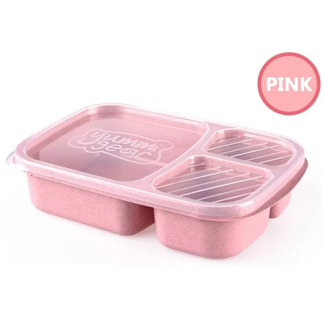 Японские коробки для ланча герметичные 3 сетки с крышкой Кемпинг Пикник портативный пластиковый пищевой контейнер для хранения фруктов Bento Box для детей - Цвет: Розовый