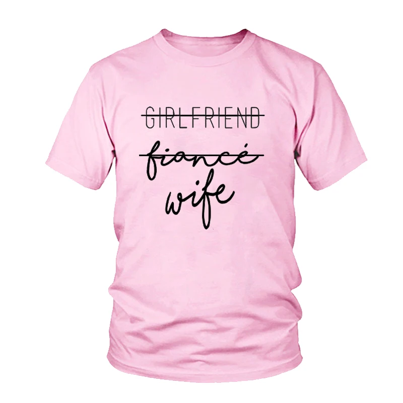 Женская футболка с надписью Girlfriend Fiance забавная Футболка принтом повседневная