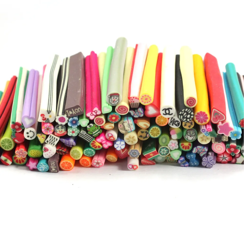 

24 Pcs Mixed Polymer Sticks Nail Art Fimo Fruits Flower Slice Decoration Cute
