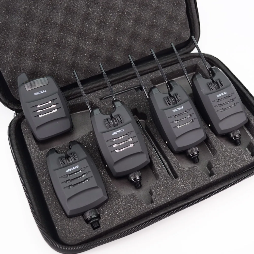 Comprar 1 + 4 carpa juego de alarma para pesca sonidos y LED alarma inalámbrica de pesca alarma Indicador electrónico con barra de oreja de enganche B1228