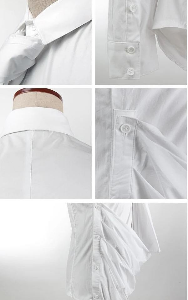Aesthetic Эстетическая мода Британский Стиль унисекс шарф рубашка с длинными рукавами винтажная белая рубашка мужская сценическая певица костюмы