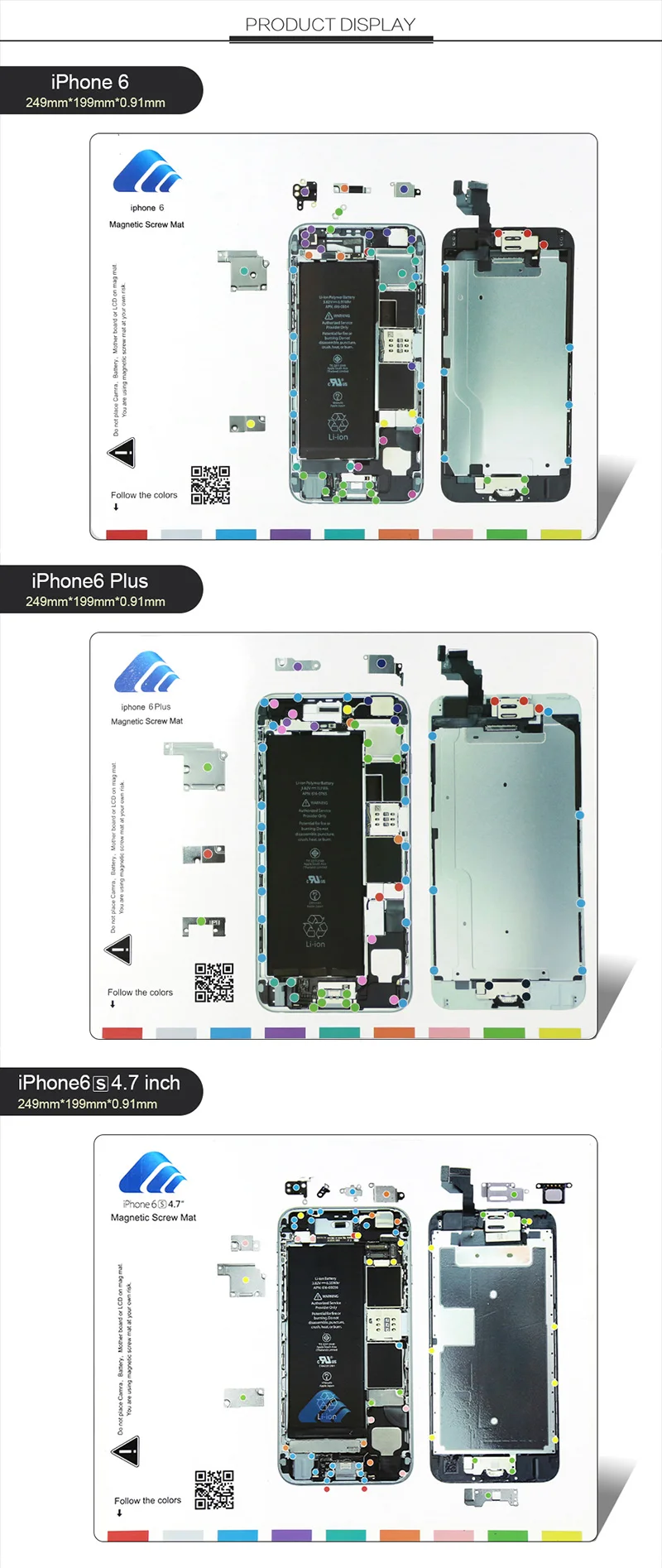 Профессиональный Магнитный винт коврик для iPhone 4, 5, 6, 6s, 7, 8 Plus, X, XR, Xs, MAX, винтовая прокладка, держатель, диаграмма, руководство, коврик, инструменты для ремонта телефона
