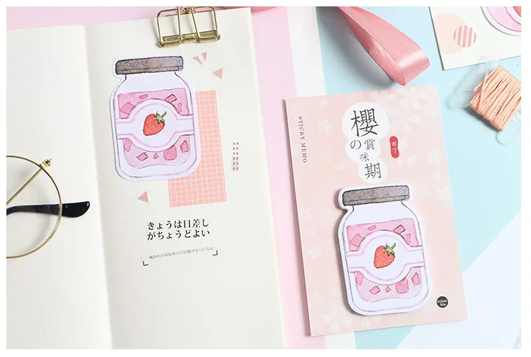 20 наборы для ухода за кожей блокноты для записей Sticky Notes Kawaii Сакура вкус бумага Блокнот дневник Скрапбукинг наклейки офисные школьные