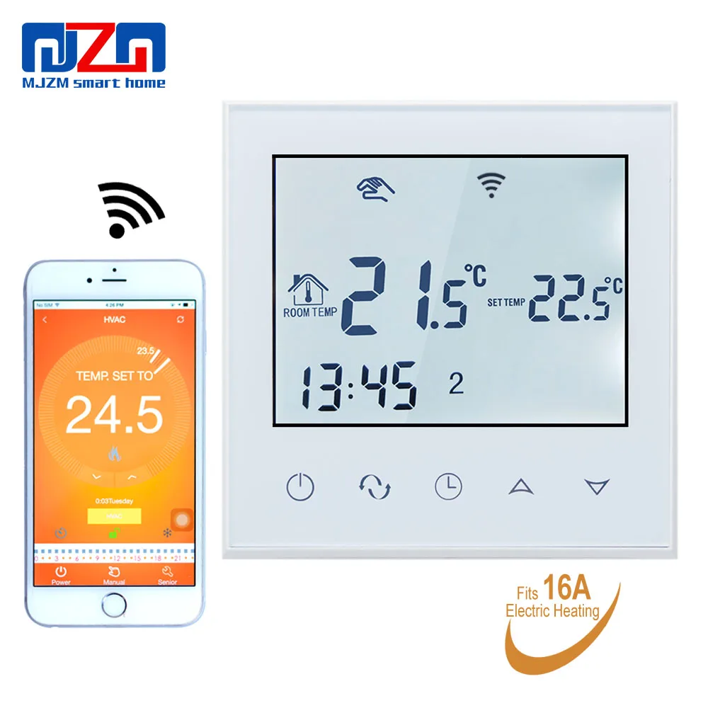 

MJZM 16A03-2-WiFi Control Room Temperature Controller White Backlight Programmable Electric Underfloor Heating Thermo Regulator