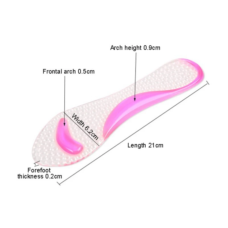 Женский Для женщин силиконовые ортопедическая прокладка стельки Высокие каблуки обувь Гель Нескользящие длина Арка Поддержка ноги, Массируя плюшевая подушка