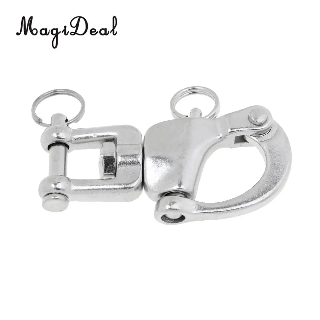 MagiDeal Snap Swivel 304 Stainless Steel Heavy Duty Snap Shackle D Ring Shackle Kayak Marine Boat Hardware 3 Size for Canoe Boat