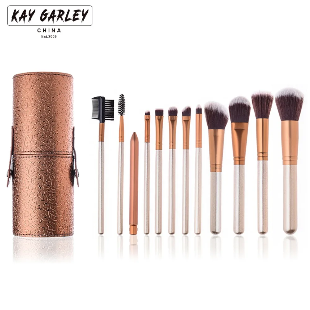 

KJL 12PCS/Set Makeup Brushes Set Synthetic Wool Portable Travel Foundation Brush Set Shade Eyelash Brushes Makeup Contour Kits