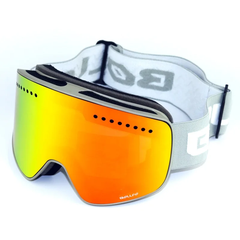 Зимние магнитные лыжные очки bolsfo с двойными линзами, защита от тумана UV400, очки для сноубординга для мужчин и женщин, маска для лица для верховой езды - Цвет: grey frame red lens