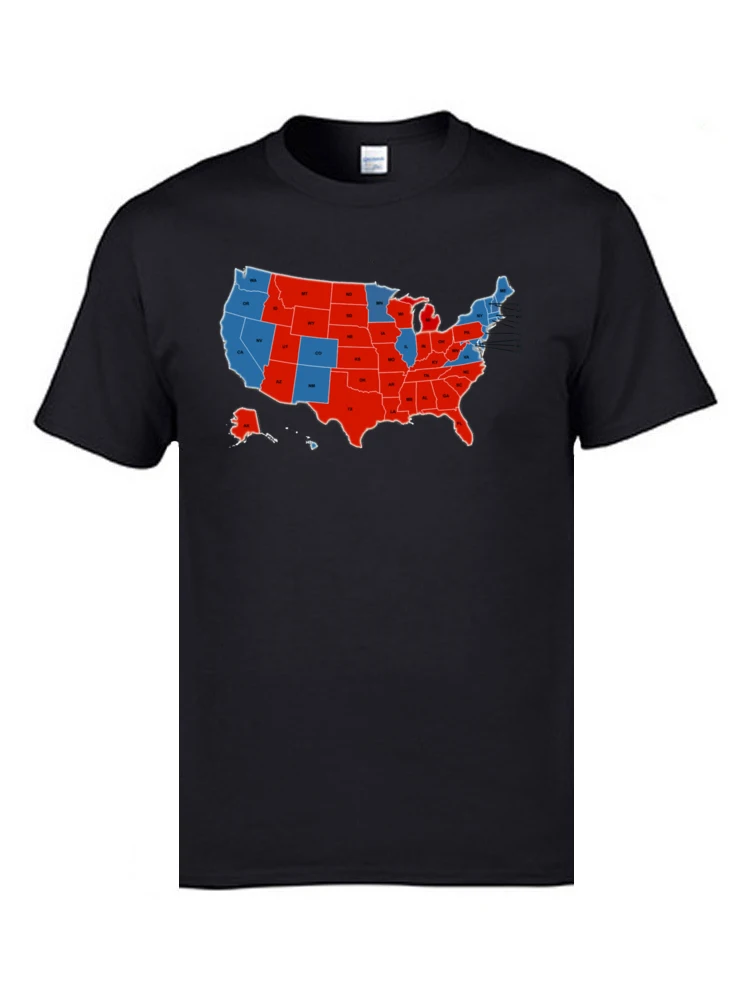 Men Hot Sale Printing Tops & Tees O Neck Summer/Autumn 100% Cotton Top T-shirts Leisure Short Sleeve Classic Sweatshirts Donald Trump 45th US President   USA Map Election 2016  8953 black