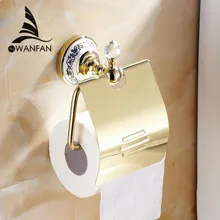 Retro impreso de cristal montado en la pared de latón cromado sostenedor de papel higiénico titular de papel de baño accesorios producto free shipping 6310
