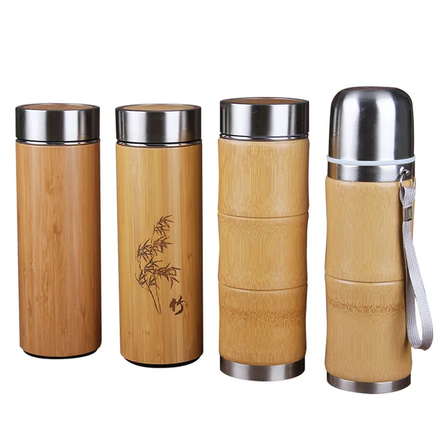 Best Offers 400ml Bamboo Stainless Steel Thermos Bottles For Water Vacuum Flasks Travel Coffee Cups Tea Thermal Thermocup Creative New 