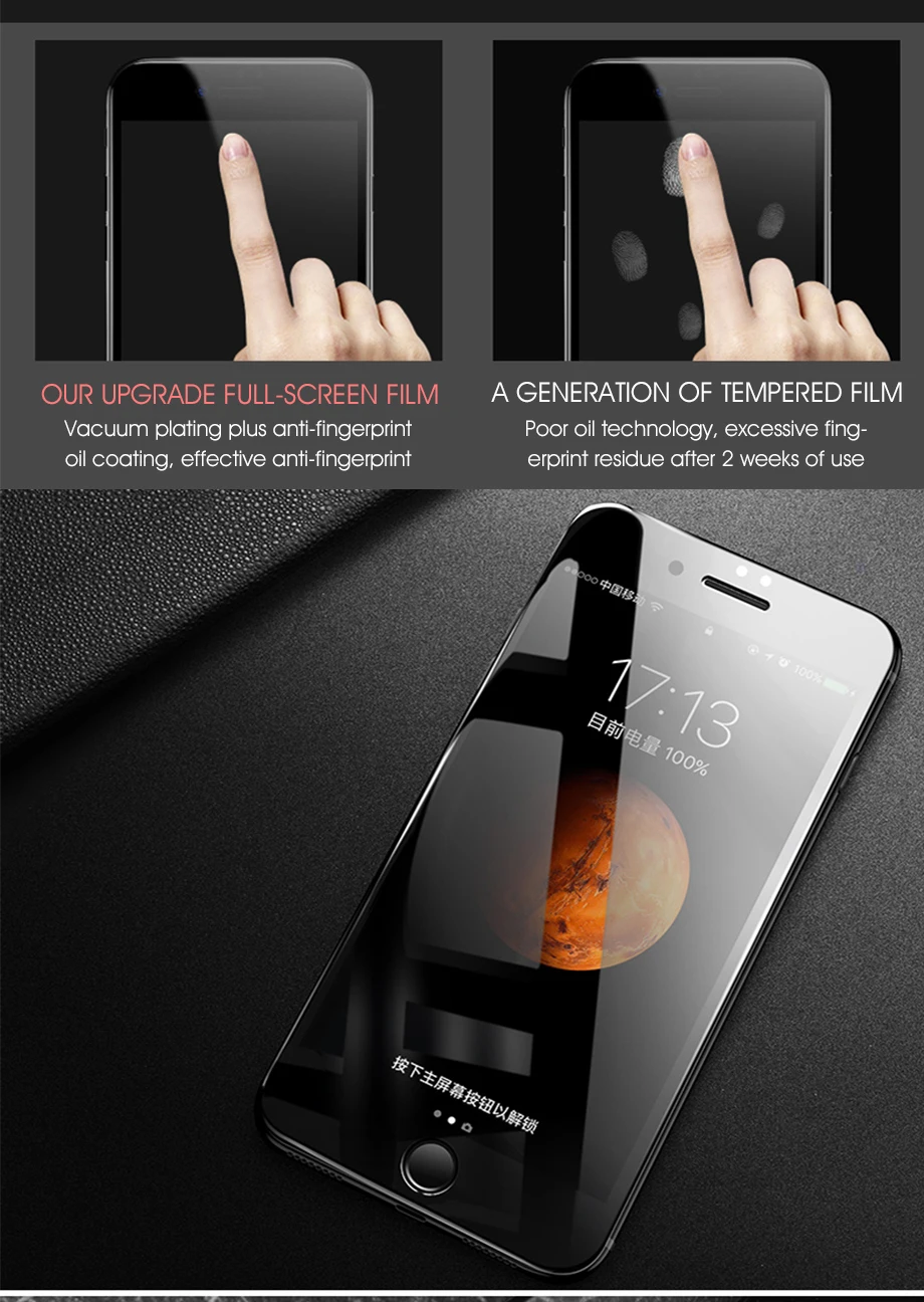 5D закаленное стекло для iPhone 6 6S Plus 7 8 X защита экрана защитное стекло изогнутые края для iPhone 8 7 Plus X пленка