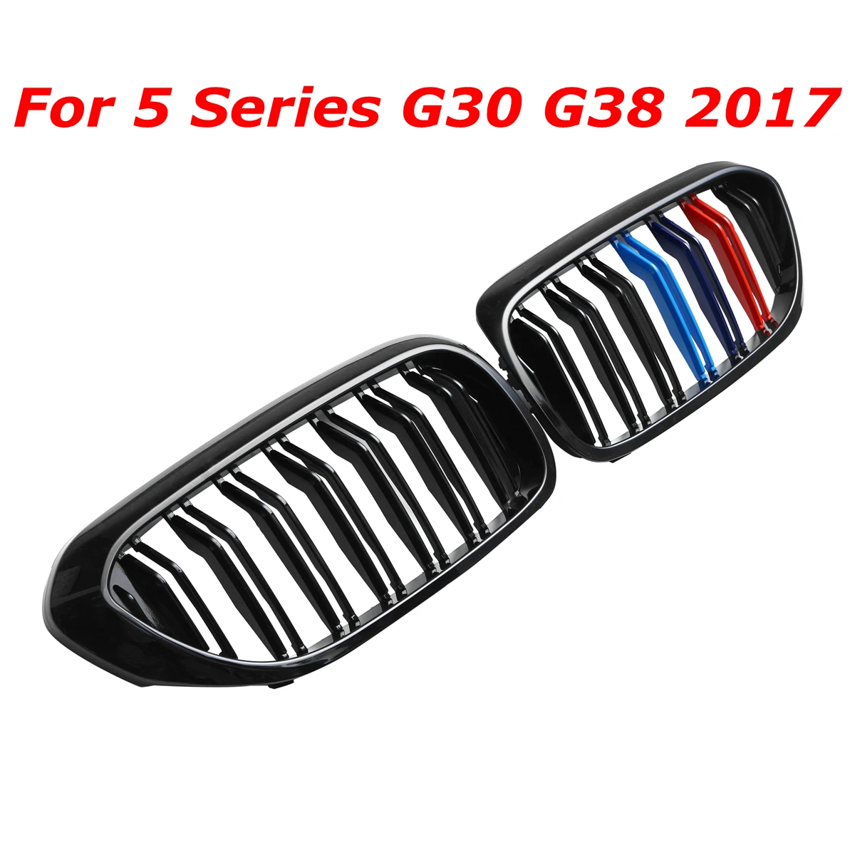 

Pair Front Dual Slats Grilles Gloss Black M Color Grid For BMW 5 Series G30 G38 2017 Auto Replacement parts Racing Grills