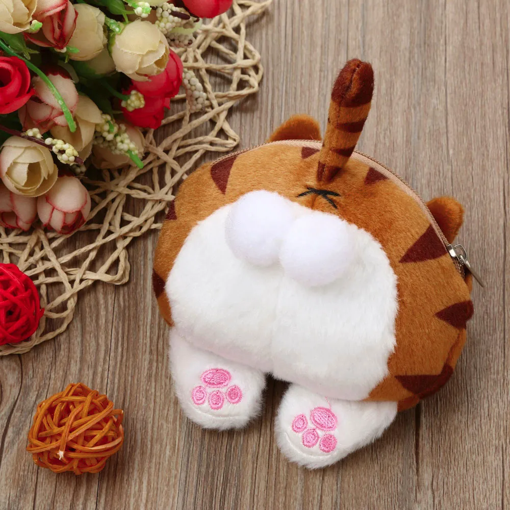 Fashion Hot Wallet Cute Cat Stuffed animals Butt Tail Plush Coin Purse