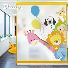 DICOR мультфильм оконная пленка животные Kawaii матовый Непрозрачный конфиденциальности Стекло наклейка для домашнего декора цифровой печати BLT1664