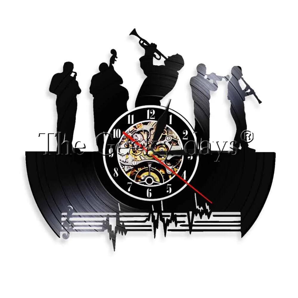 1Piece Jazz Music Theme Led Night Light MUSIC Vinyl Record Clock Wall