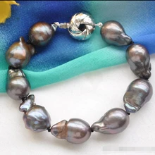 Z5661 огромный 22 мм черный барокко кеши возродиться жемчужный браслет 8 дюймов благородный стиль естественно прекрасно jewe быстрая