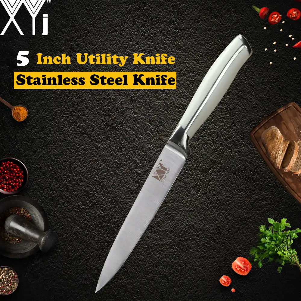 XYj кухонный нож из нержавеющей стали 3,5 5 7 8 дюймов 7cr17 лезвие из нержавеющей стали пластиковая ручка для мяса, рыбы, фруктов аксессуары для приготовления пищи - Цвет: 5 inch Utility Knife