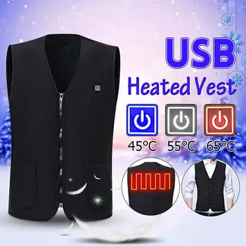 

In Stock! Winter Heated USB Sleeveless Vest Jacket Heating Wind Resistant Coats Warm Unisex Electric USB Power Supply Warm Vest