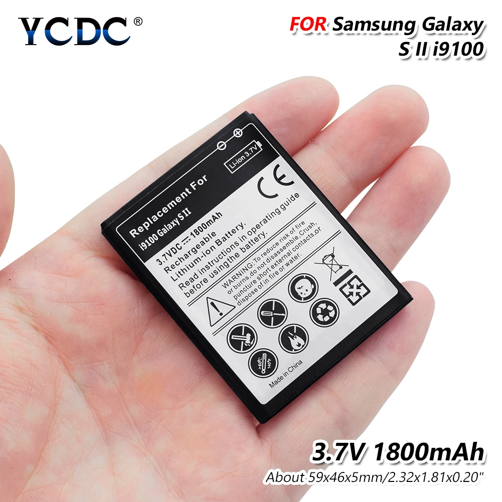 YCDC батарея мобильного телефона для samsung Galaxy S2 SII i9100 GT-i9100 батарея телефона Замена 1800mAh перезаряжаемые Lipo батареи