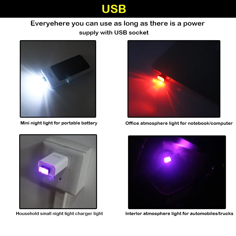 IJDM Автомобильный светодиодный светильник с разъемами USB, внутренняя декоративная лампа, аварийное освещение, универсальное для ПК, USB разъем, 12 В