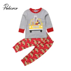Pudcoco 2018 новый для малышей одежда для малышей Рождественский для новорожденных мальчиков рождественские топы и длинные штаны Домашняя