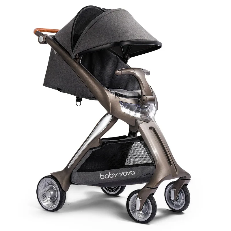 

Luxury baby carriage high landscape baby stroller foldbale new fashion baby pram with LED headlamp high-end trolley for newborns