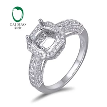 Caimao 14K White gold Natural 0.73ct Diamond Engagement Ring Jewelry Semi Mount 7mm Round Cut Setting