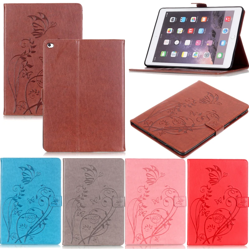 

Tablet iPad6 A1566 A1567 Funda For iPad Air 2 Fashion Butterfly Emboss Leather Flip Wallet Case Cover 9.7 inch Coque Shell Stand