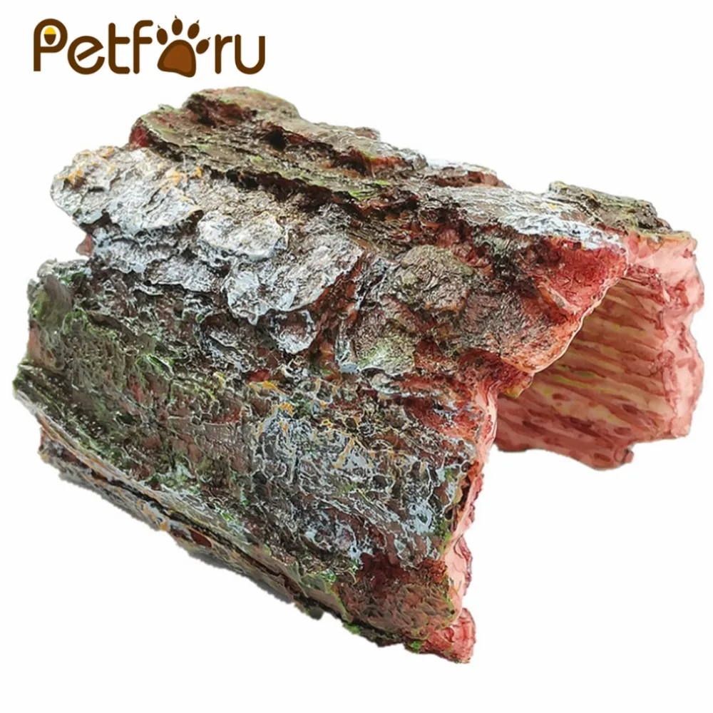 

Petforu Emulational Arched Half Tree Shell Reptile Hide Rest Cave Pet Habitat Ornament