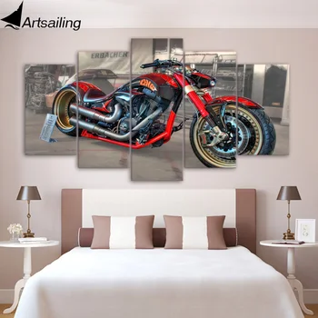 

ArtSailing 5 panel canvas wall HD Printed Concept motorcycle Painting children's room decor print poster picture canvas ny-2544