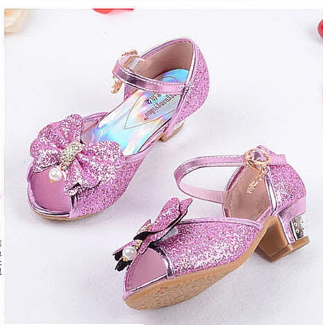 Обувь для девочек сандалии Обувь на высоком каблуке Дети принцессы Летняя кожаная Elsa обувь Chaussure Enfants FILLE sandalias Nina