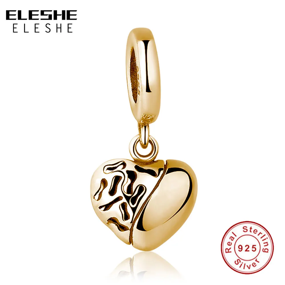 

ELESHE 925 Sterling Silver Rose Heart Charms Beads Fit Original ELESHE Bracelet Necklace For Women DIY Fashion Jewelry Making