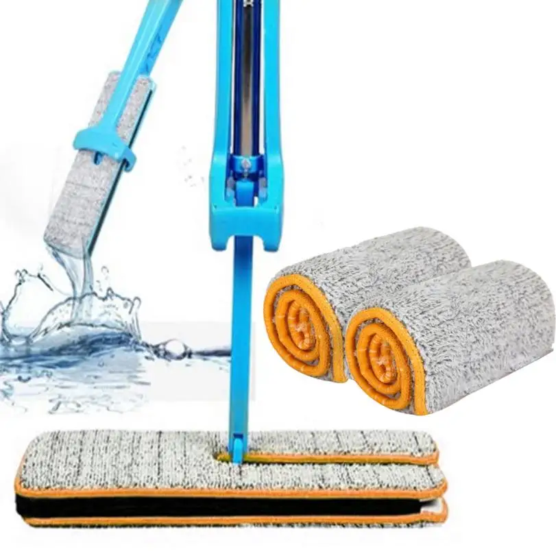 

2pcs Double Sided Non Hand Washing spin mop Accessories Dust Push superfine fiber Mop Cloth Home floor cleaning Tools #TX5