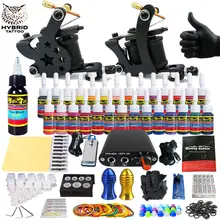 Полный комплект для тату-лайнера и шейдера для начинающих Электропитание педаль захваты для иглы набор чернил тату боди и искусство TK204